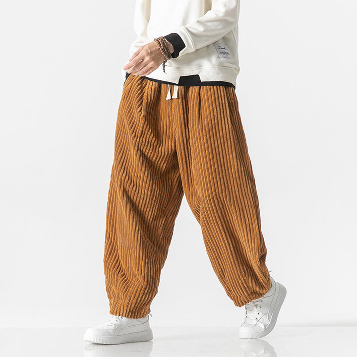 Herren nan weite Breitcord-Hose mit elastischem Bund, Kordelzug und tiefen Eingrifftaschen Echo Archiv