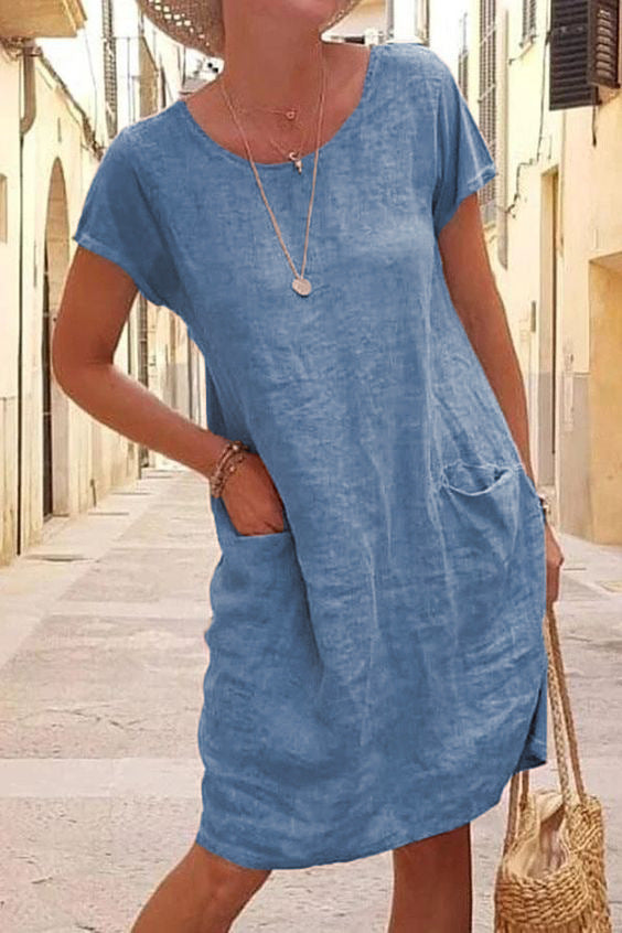 Echoarchiv | Leinen Casual Kleid mit Taschen