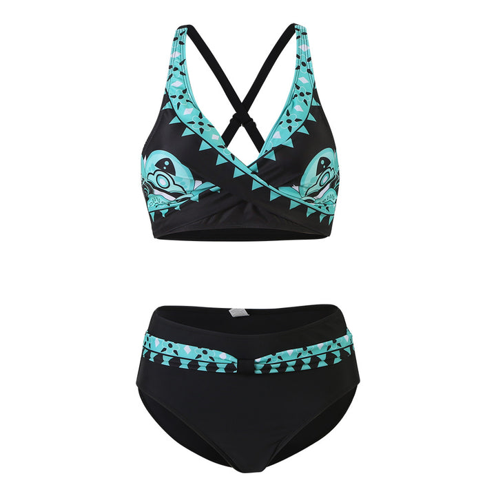 Damen Sportliches Bikini-Set mit trendigem Schnitt und modernem Grafikdesign Echo Archiv