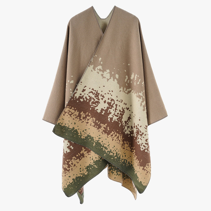 Damen Oversize Cape‑Stola im Doppelgewebe mit abstraktem Punktjacquard Echo Archiv