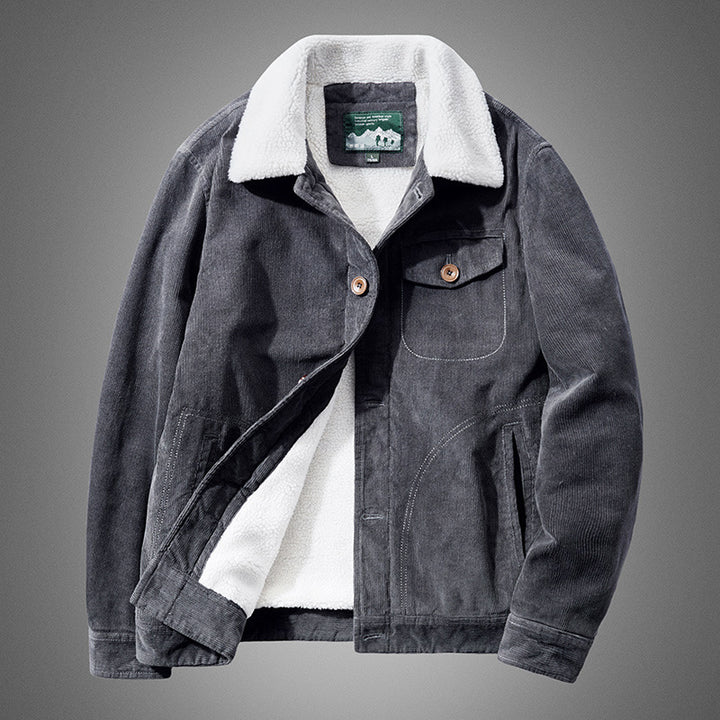 Herren Cord-Blouson mit durchgehendem Sherpa-Futter und Brustpattentasche Echoarchiv