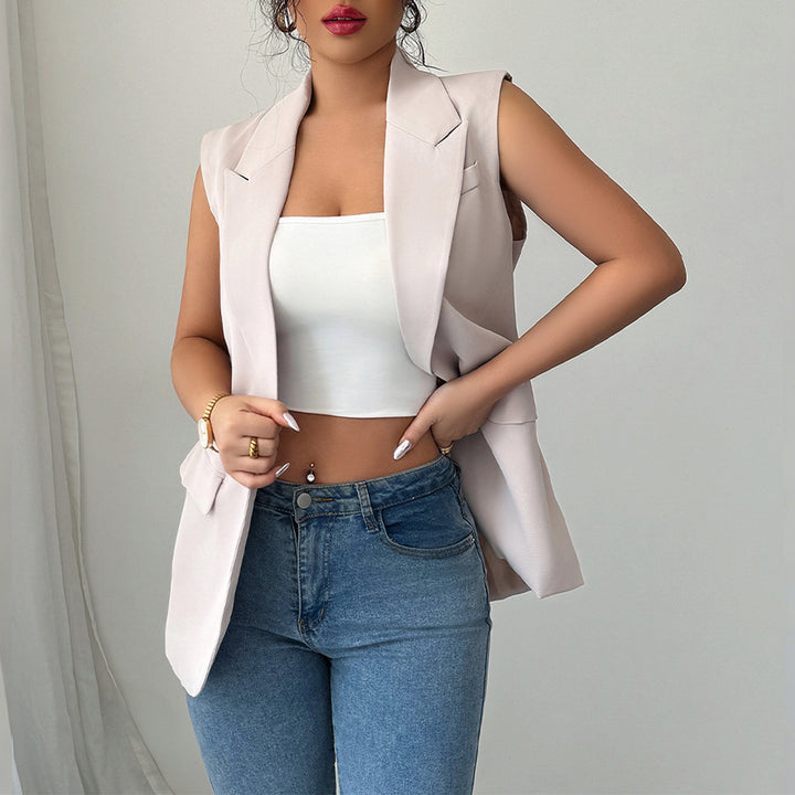 Damen Elegante ärmellose Blazerjacke mit feinen Details Echo Archiv