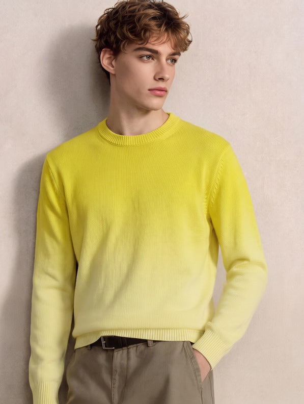 Herren Feinstrick-Pullover mit Dip-Dye-Effekt und Rundhalsausschnitt Echoarchiv