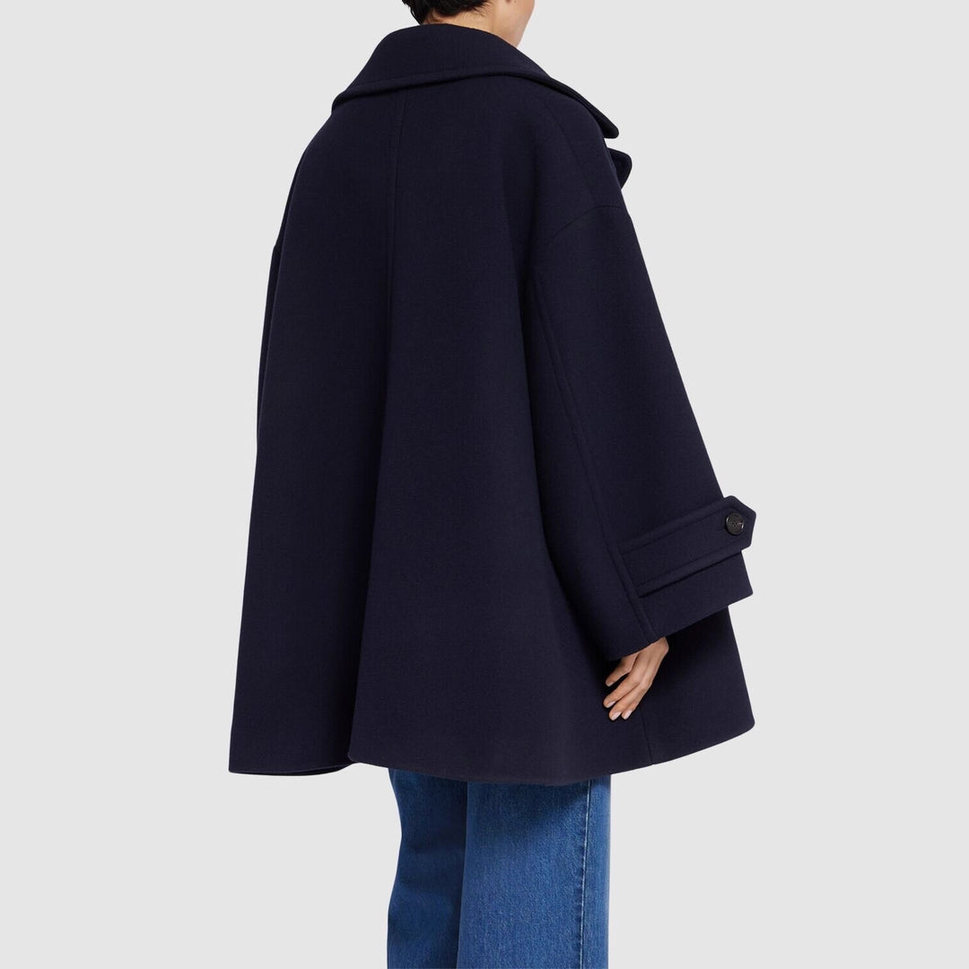 Damen Oversize-Cape-Mantel mit Doppelreiher und weitem Revers Echoarchiv