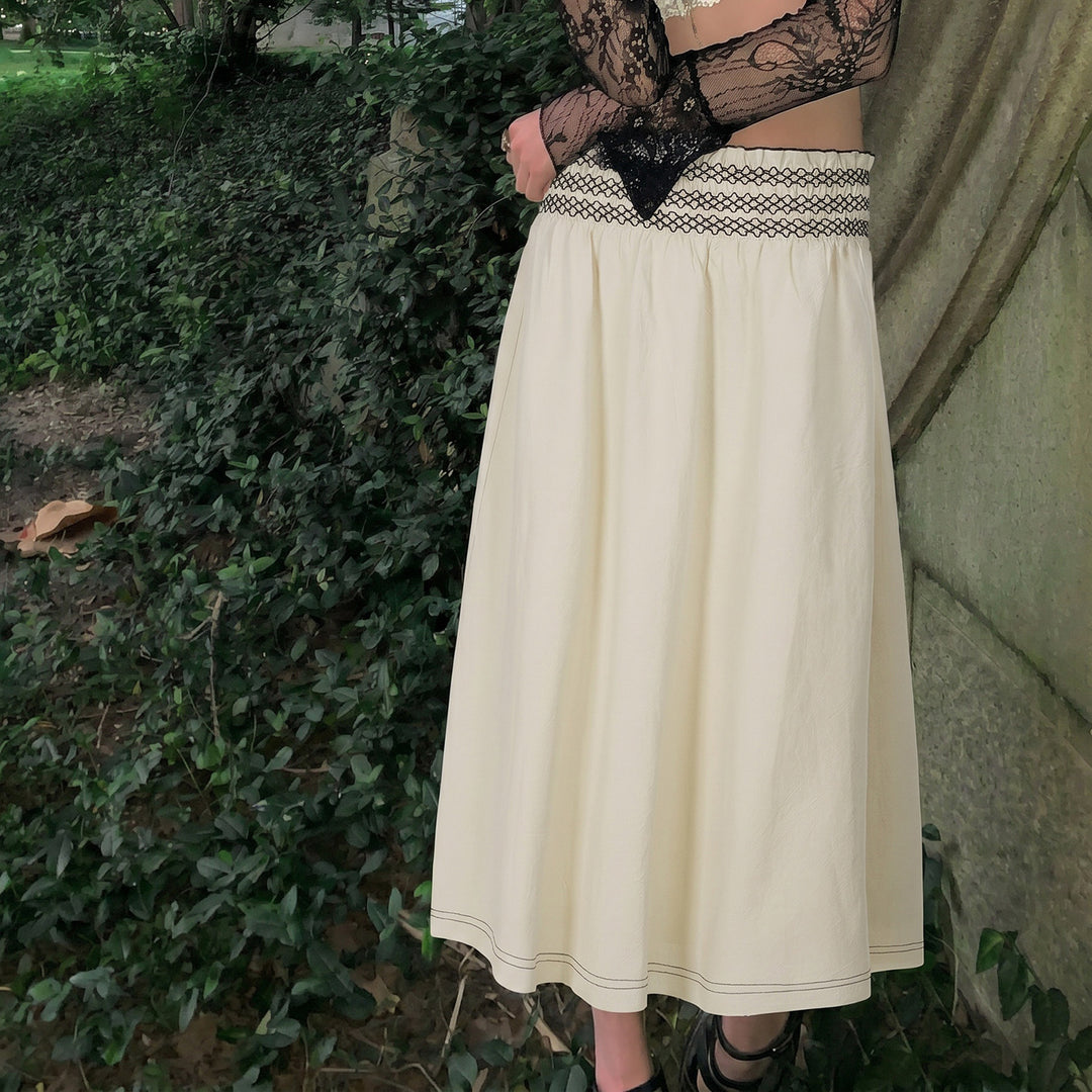 Damen Midirock mit Smokbund hoher Taille und ausgestellter A‑Linie – Rosévia