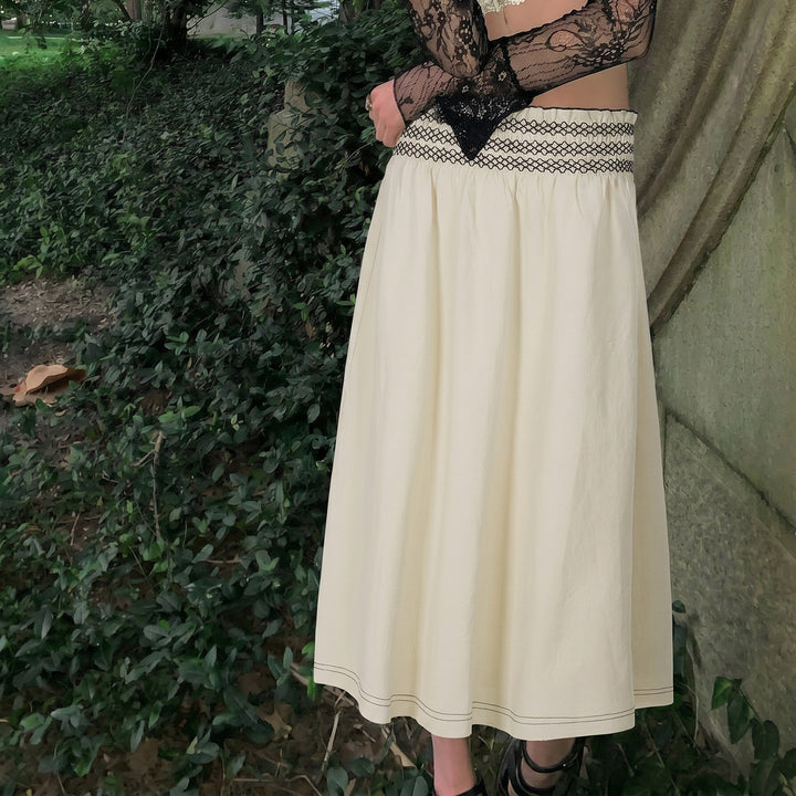 Damen Midirock mit Smokbund hoher Taille und ausgestellter A‑Linie – Rosévia