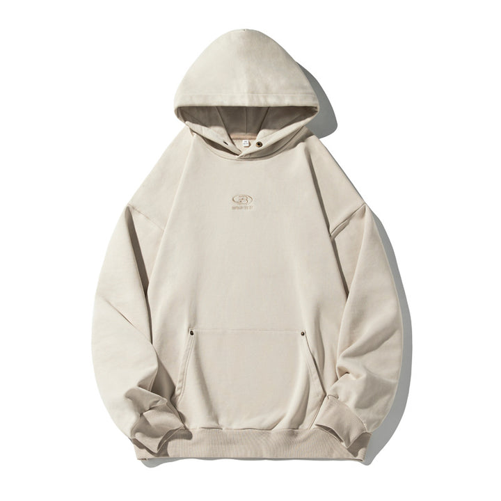 Unisex Oversize Kapuzenpullover im Vintage‑Finish mit Kängurutasche und Metallösen Echo Archiv