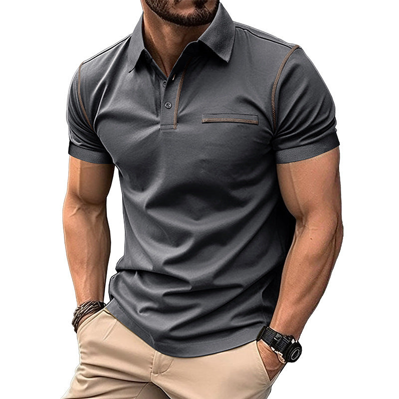 Herren elegantes Polohemd mit modischen Kontrastnähten Echoarchiv