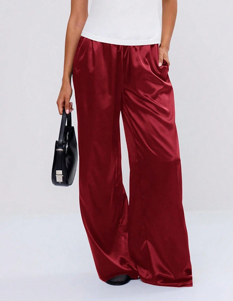 Damen Satin-Hose mit weitem Bein und elastischem Bund Echo Archiv