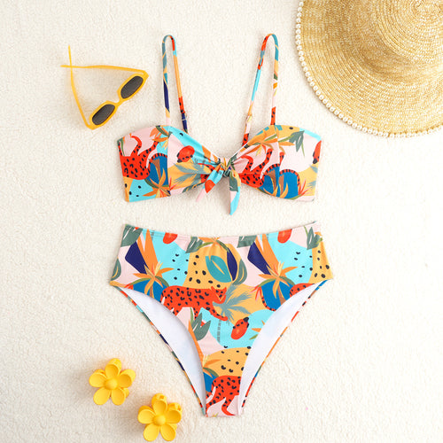 Damen Hochtailliertes Bikini-Set mit verspielt floralen Mustern Echo Archiv