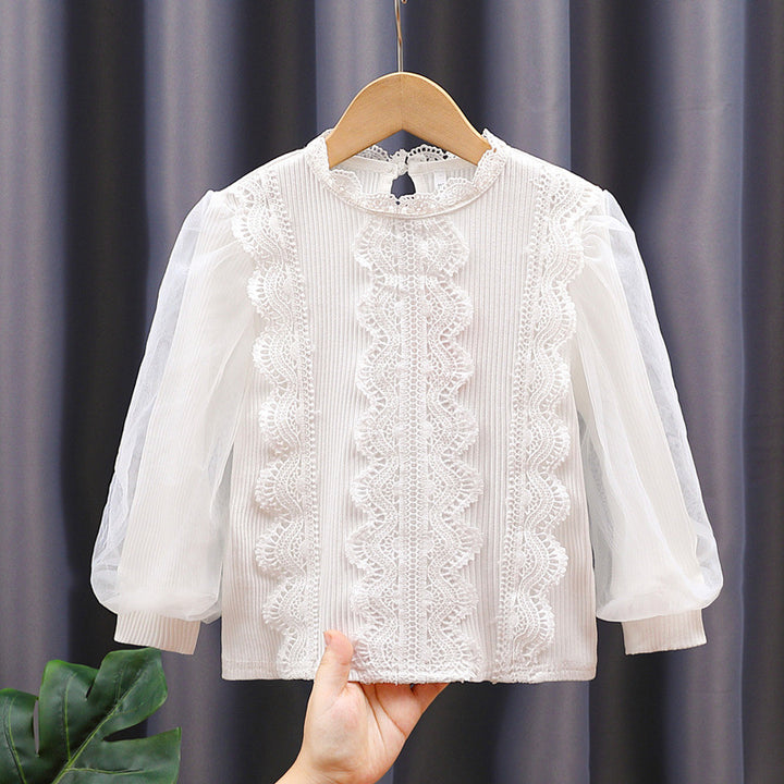 Mädchen elegante Bluse mit romantischem Spitzenbesatz Echo Archiv