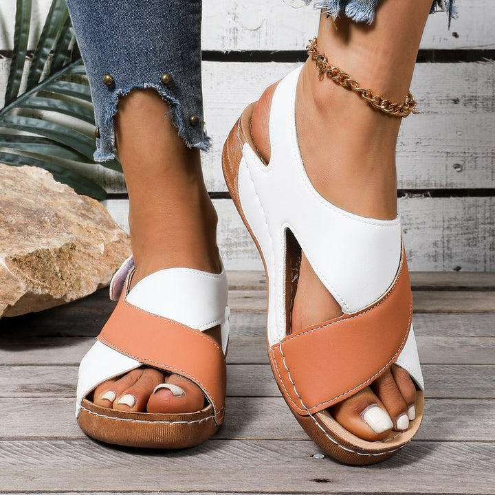 Damen Cross‑Riemen Komfort‑Sandalen mit Klettverschluss – Sorelia