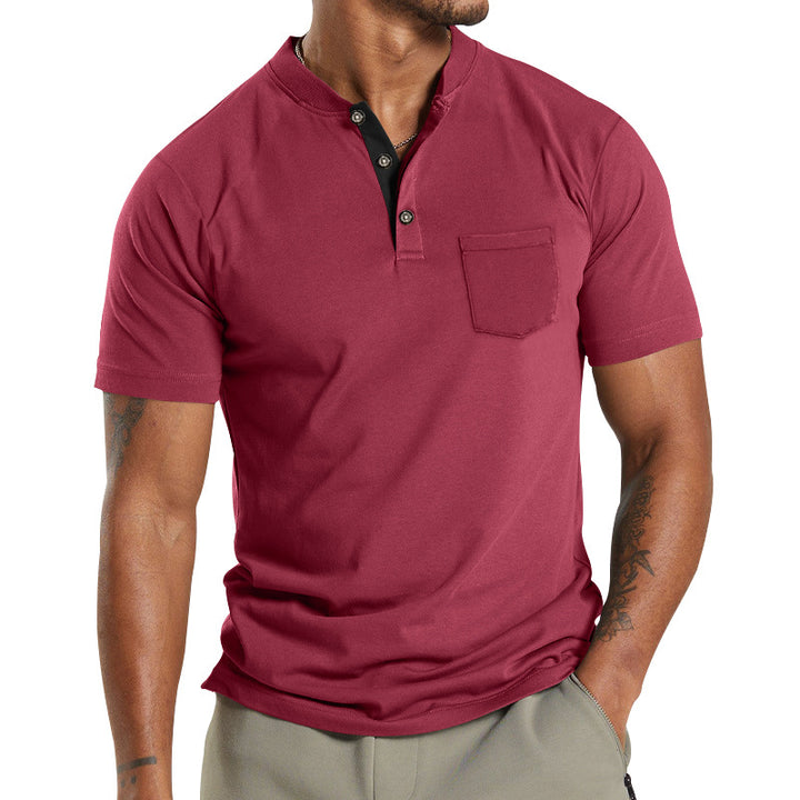 Herren Kurzarm-Henley-T-Shirt mit praktischer Brusttasche und modernem Kragen Echoarchiv