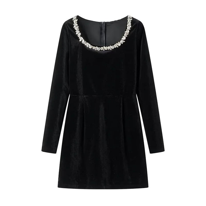 Damen nan elegantes Minikleid mit quadratischem Ausschnitt und Kristallbesatz Echo Archiv