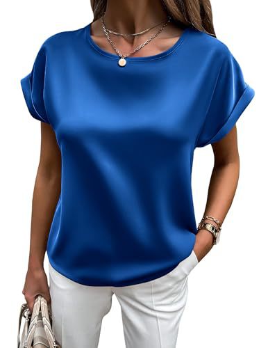 Echoarchiv | Satin-T-Shirt mit Umgeschlagenen Ärmeln für Damen