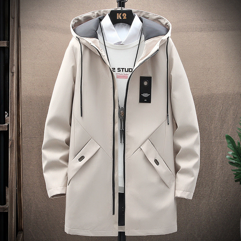 Herren nan urbaner Midlength Tech-Parka mit Kapuze, verdecktem Reißverschluss und winddichter Beschichtung Echo Archiv