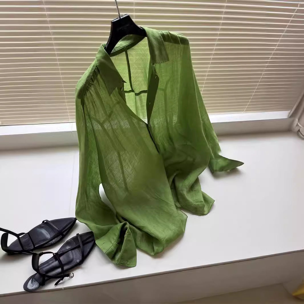 Damen Leichte und luftige Bluse aus reinem Leinen Echoarchiv