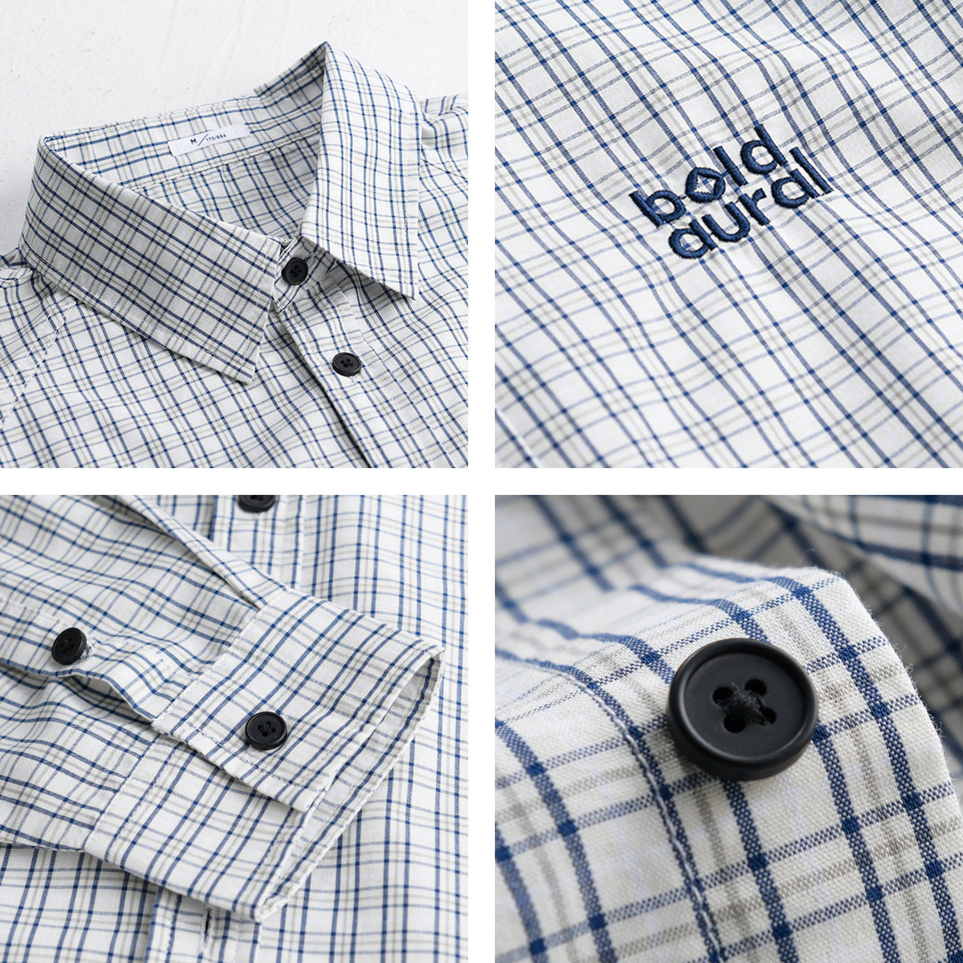 Herren Baumwoll-Overshirt mit feinem Gitterkaro und Kentkragen Echoarchiv