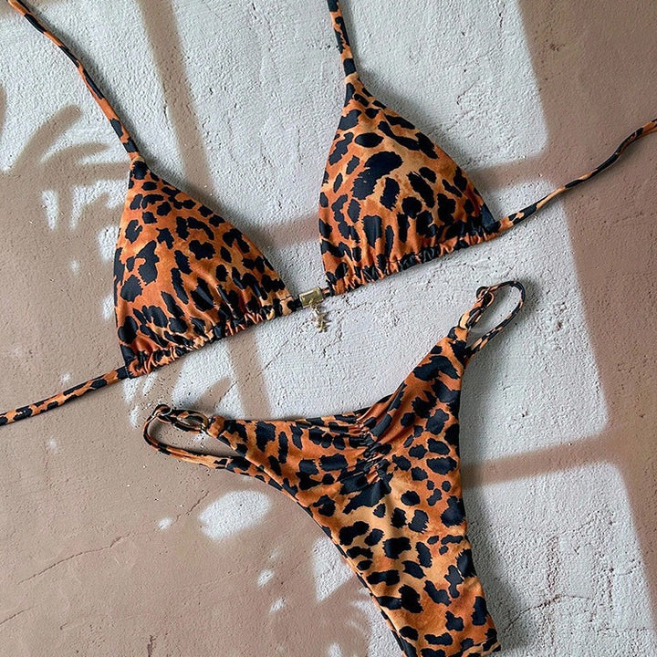 Damen Triangel-Bikini mit luxuriös glänzendem Animal-Print Echo Archiv