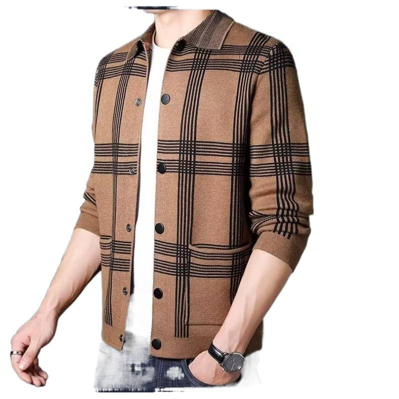 Herren Karierte Strickjacke mit modernem Schnitt Echoarchiv
