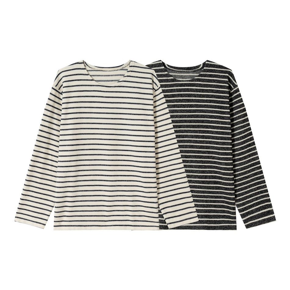 Unisex Marinière‑Langarmshirt aus leichtem Baumwollmix mit geradem Schnitt Echoarchiv