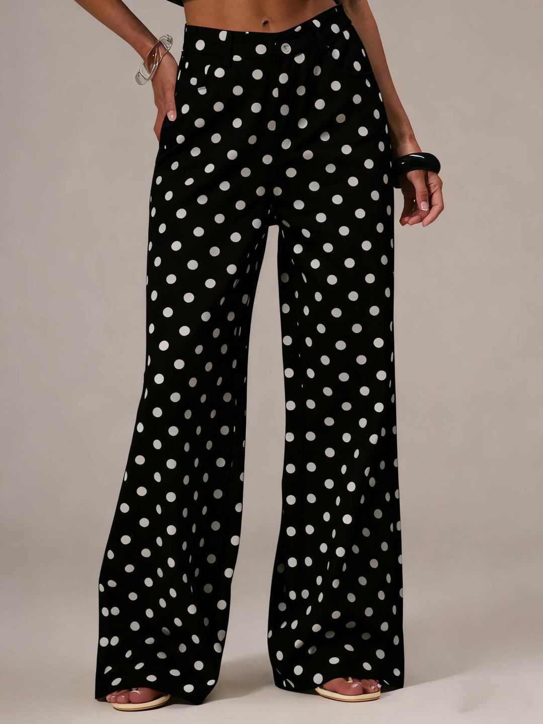 Damen weite Polka-Dot Palazzo-Hosen mit high-waist Schnitt Echo Archiv