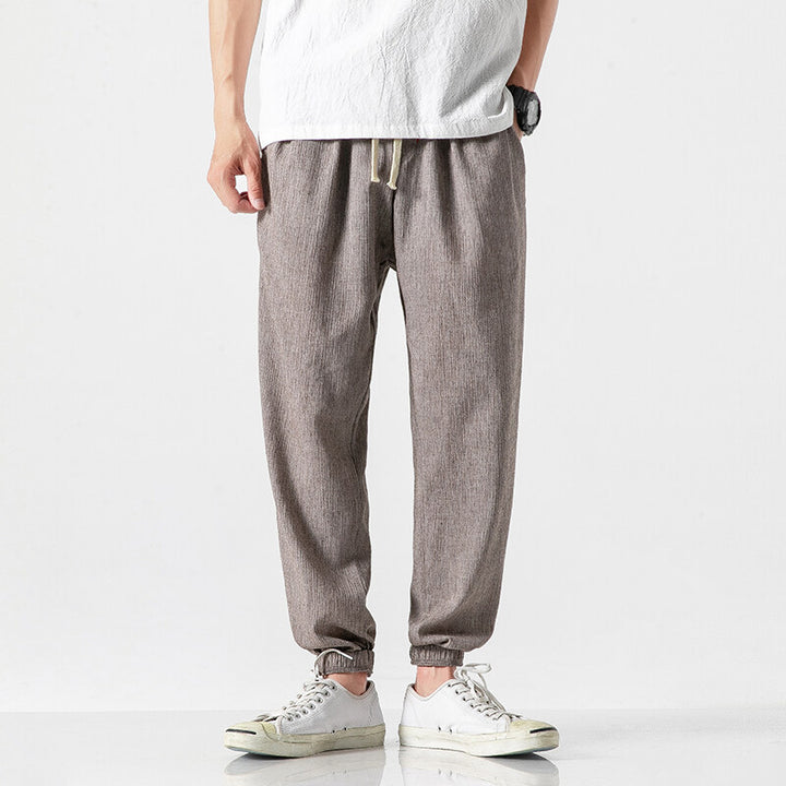 Herren nan leichte Leinenhose mit Tunnelzug und elastischen Bündchen Echo Archiv