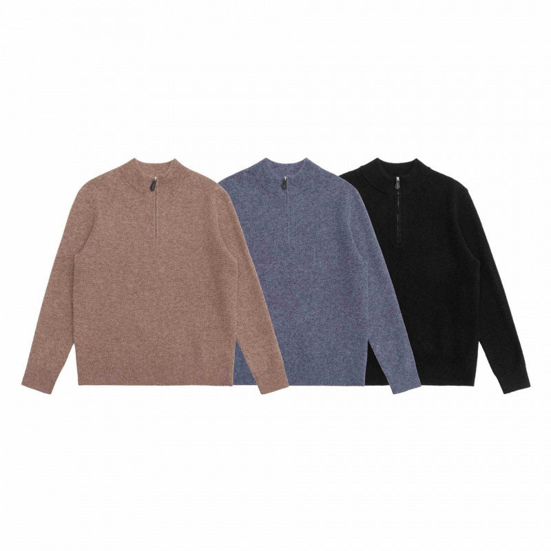 Herren Strukturstrick-Pullover mit Halbreißverschluss, Stehkragen und Oversize-Silhouette Echo Archiv