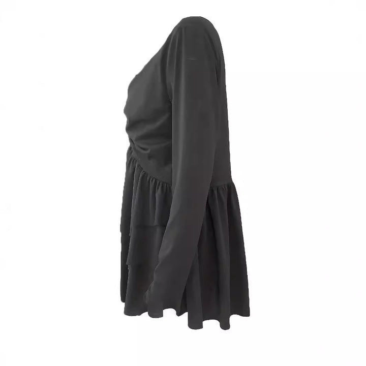 Damen Lagenlook-Tunika mit herzförmiger Zierschnalle und gerafftem Dekolleté – Avérine