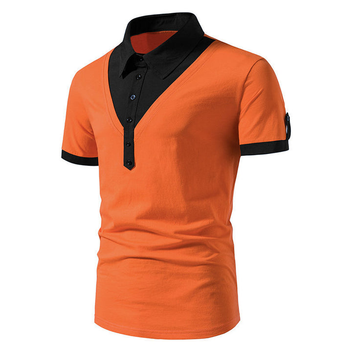 Herren Poloshirt mit modernem V-Ausschnitt und kontrastierenden Akzenten Echoarchiv