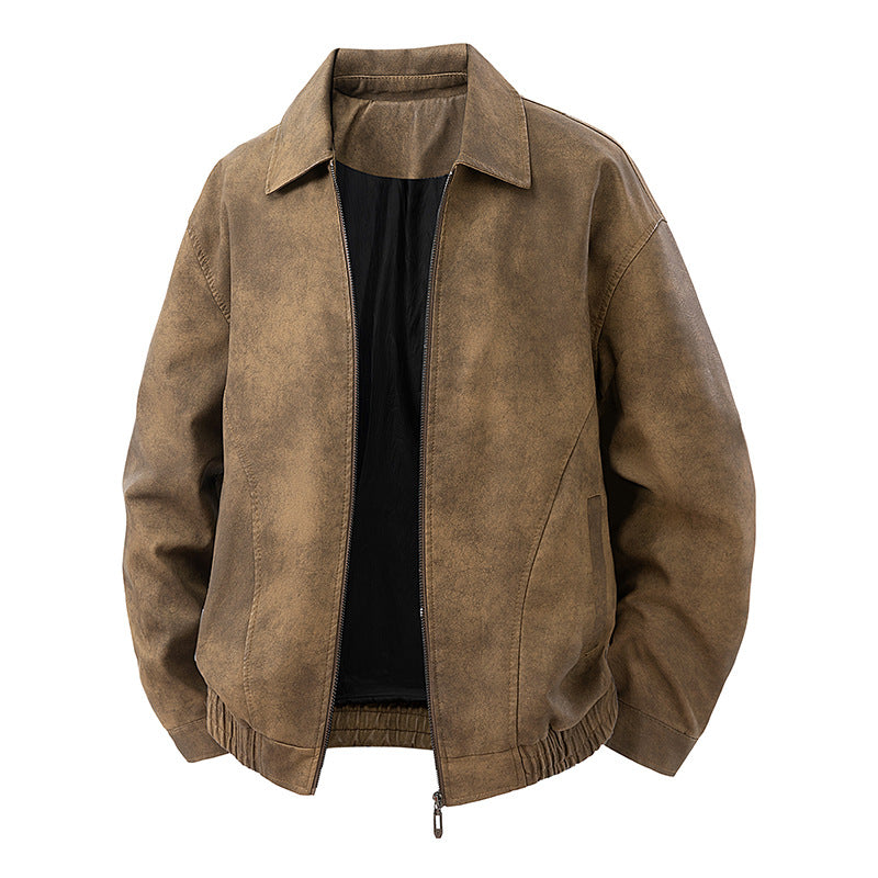 Herren legerer Lederblouson mit Reißverschluss und elastischem Saum Echo Archiv