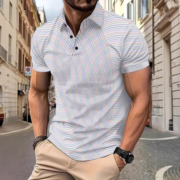 Herren Poloshirt mit modernem Grafikdesign und funktionalem Schnitt Echoarchiv