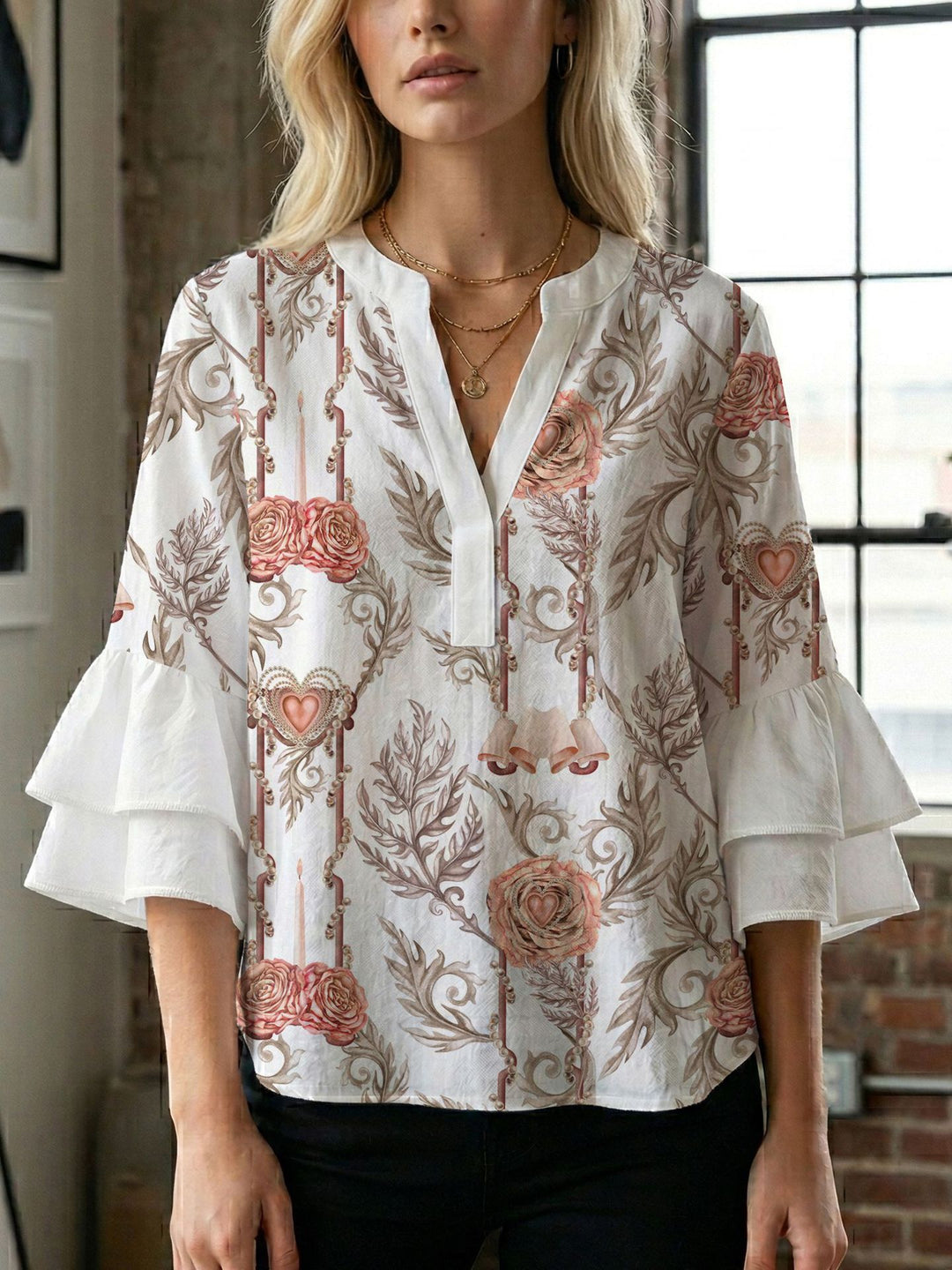 Damen Bluse mit wunderschönen floralem Design Echo Archiv