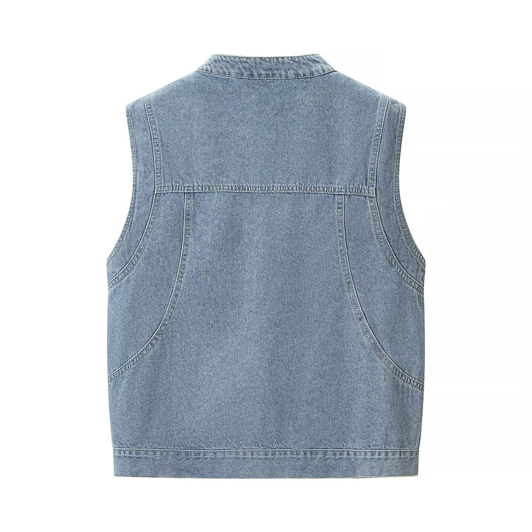 Damen Jeansweste mit Stehkragen, durchgehender Knopfleiste und aufgesetzten Taschen Echo Archiv