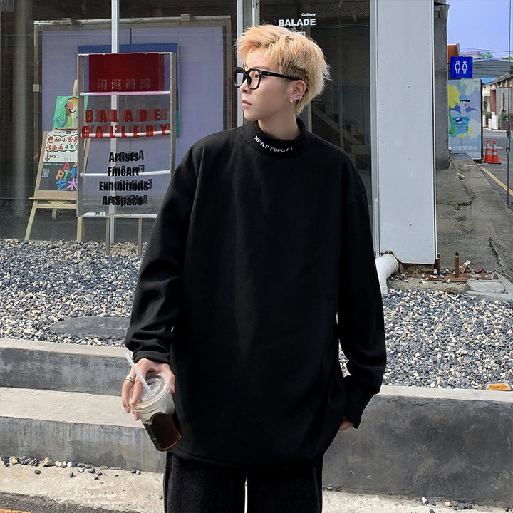 Herren Oversized Stehkragen-Sweatshirt aus Baumwoll-Mix mit Drop-Shoulder Echoarchiv
