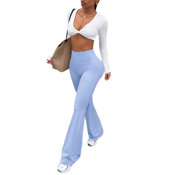 Damen nan hochgeschnittene figurformende Yogahose mit ausgestelltem Bein und flacher Ziernaht Echo Archiv