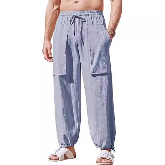 Herren lockere Sommerhose mit elastischem Bund und Taschen Echoarchiv