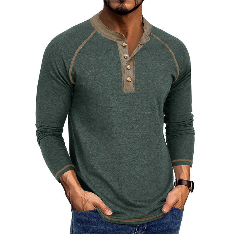 Herren Langarm-Henley-Shirt mit stilvollen Knopfdetails und atmungsaktivem Material Echoarchiv