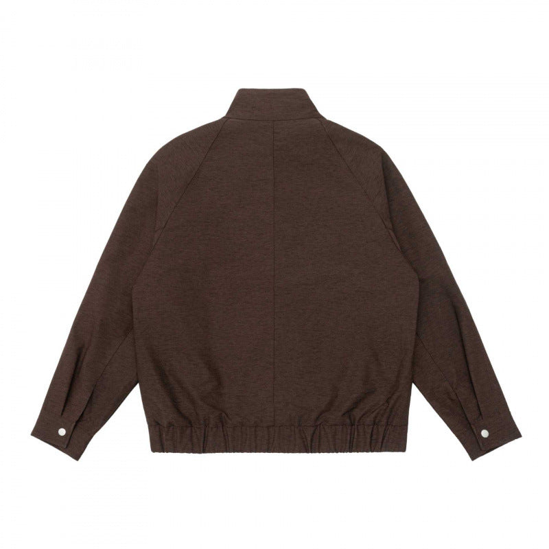 Herren Boxy-Zip-Blouson aus meliertem Strickstoff mit gestreifter Kragenfütterung und elastischem Saum Echo Archiv