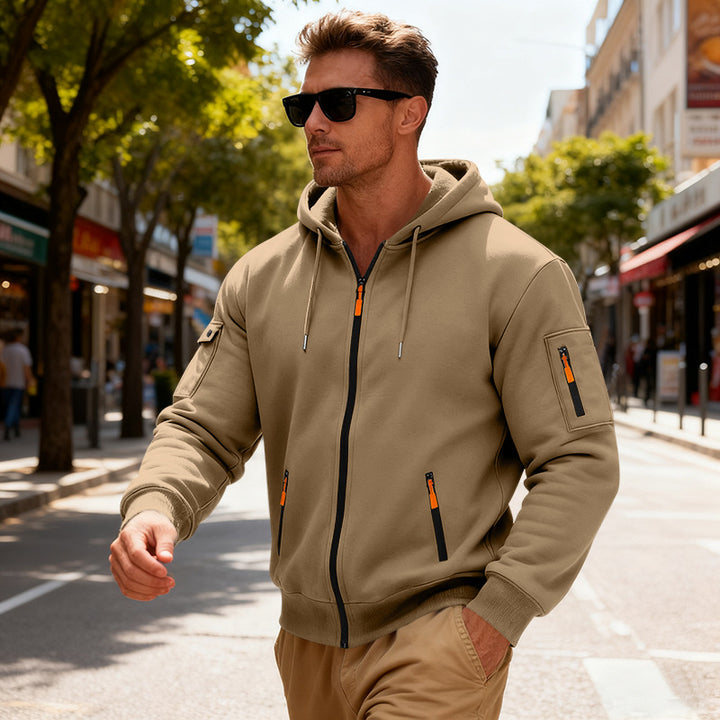 Herren funktionale Kapuzenjacke mit innovativem Reißverschluss Echoarchiv