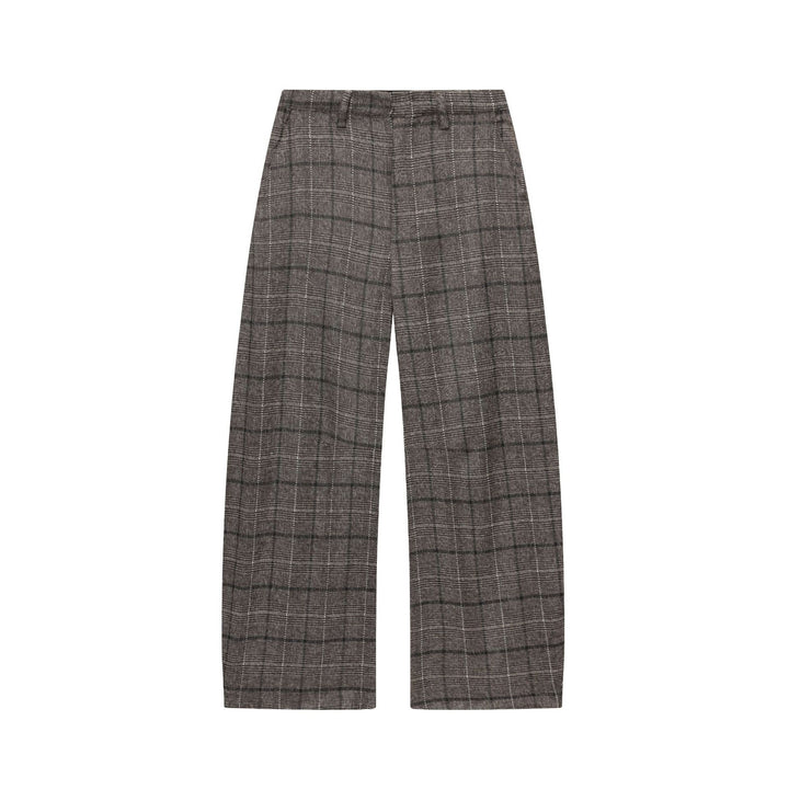 Damen nan Glencheck-Hose mit hoher Taille, weitem Bein, Bügelfalte und verdeckter Frontleiste Echo Archiv