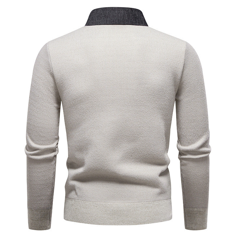 Echoarchiv | Herren Strickpullover mit Kontrastkragen