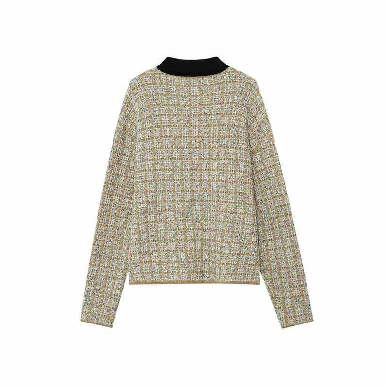 Damen Bouclé-Polo-Strickpullover mit Tweed-Effekt Echo Archiv
