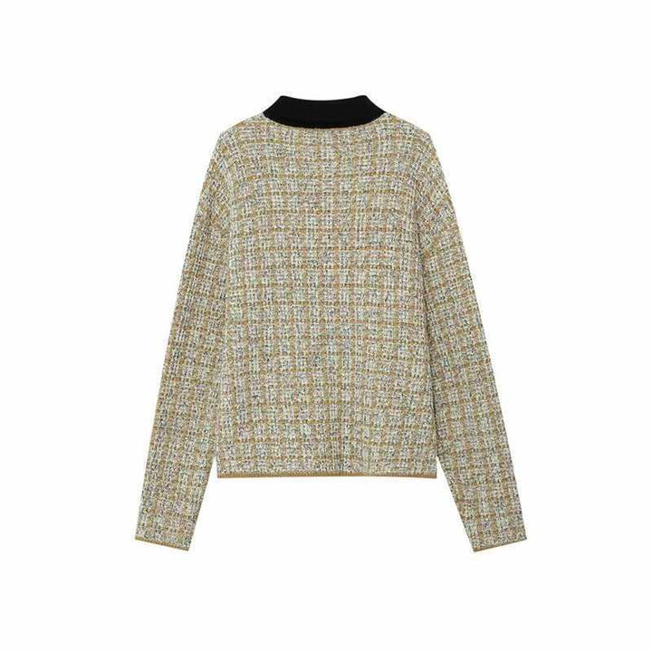 Damen Bouclé-Polo-Strickpullover mit Tweed-Effekt Echo Archiv
