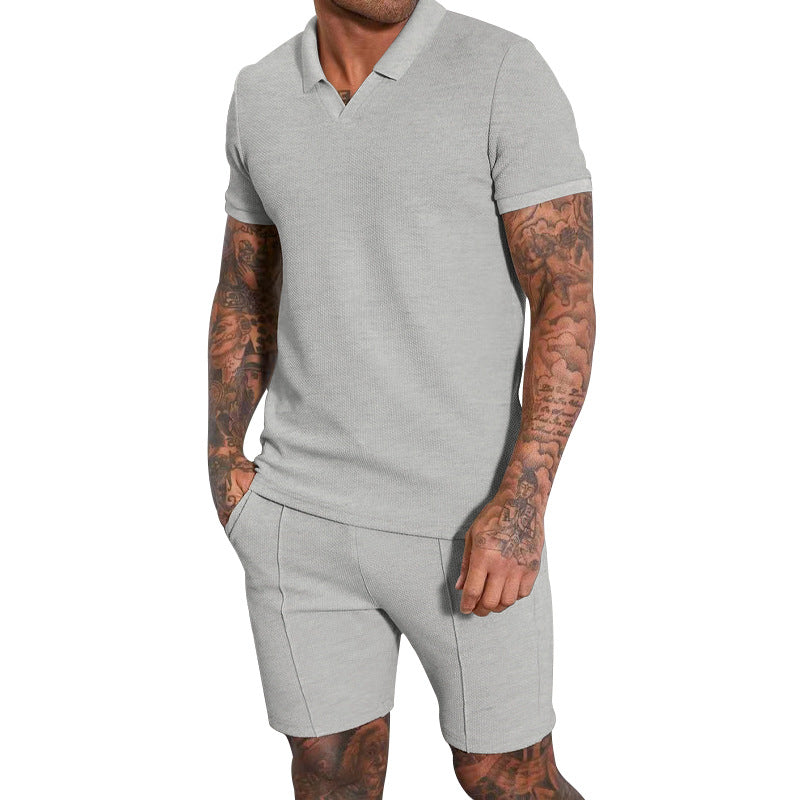 Herren Polohemd und Shorts-Set aus atmungsaktivem Strukturmaterial Echoarchiv