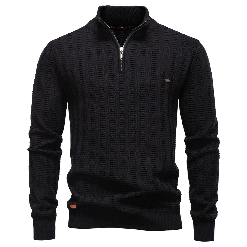 Herren Pullover mit strukturiertem Design und halbem Reißverschluss Echoarchiv