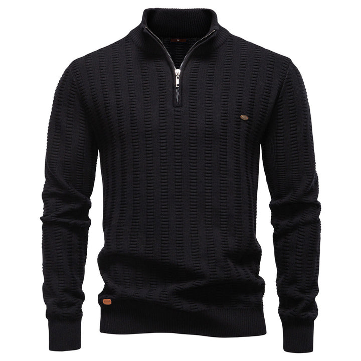 Herren Pullover mit strukturiertem Design und halbem Reißverschluss Echoarchiv