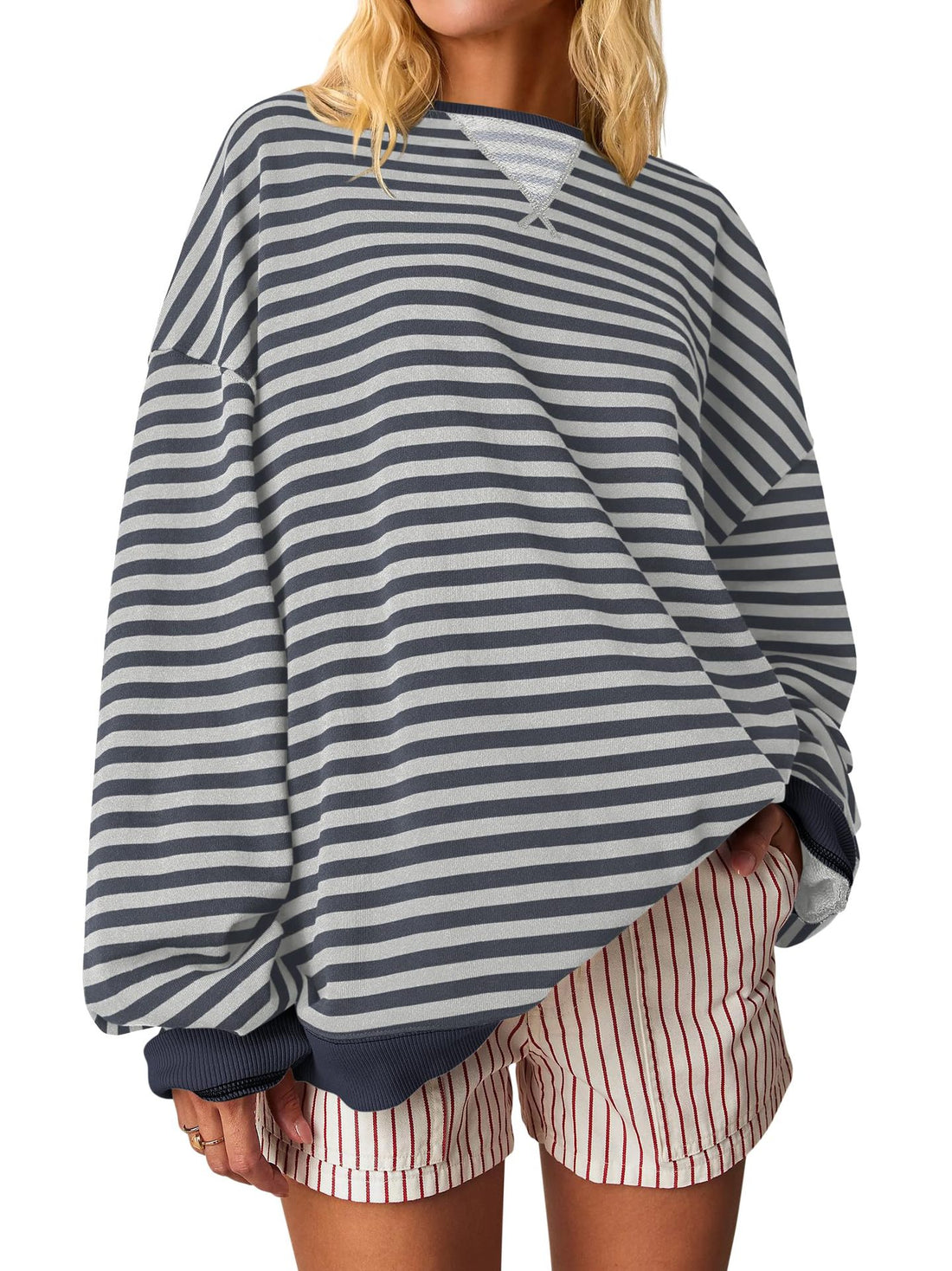 Damen Oversized gestreifter Sweatshirt – Mavelle