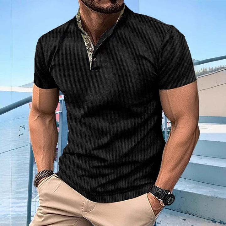 Herren Poloshirt mit modischem Kragen und strukturierter Oberfläche Echoarchiv