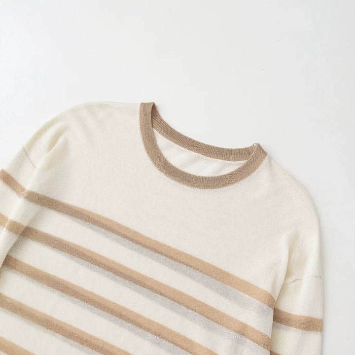 Damen Feinstrickpullover mit Lurex-Streifen und Rundhalsausschnitt Echo Archiv
